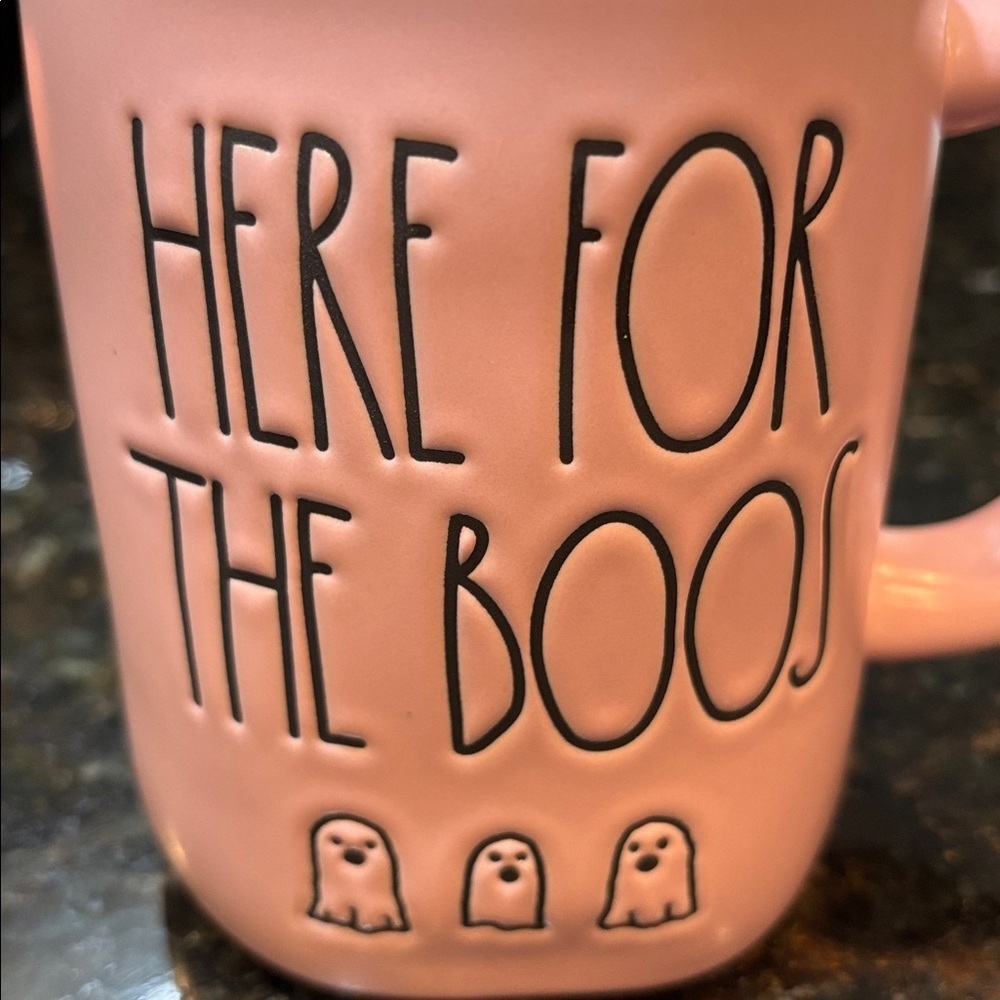 Rae Dunn Here For The Boos 👻 Pink Halloween Mug - Picture 2 of 7